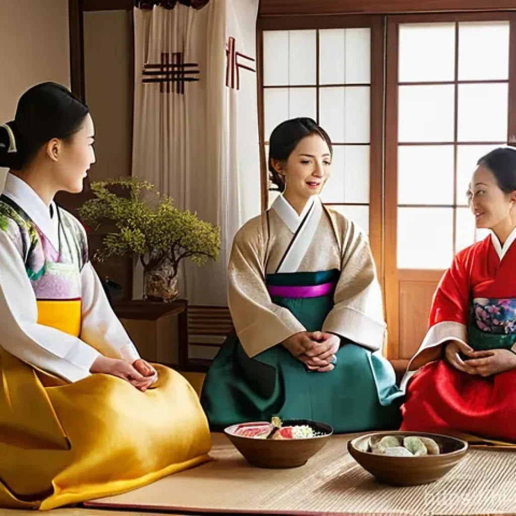 제사와 족보 - **Prompt:** A warm and respectful multi-generational Korean family is gathered for a Jesa ceremony i...