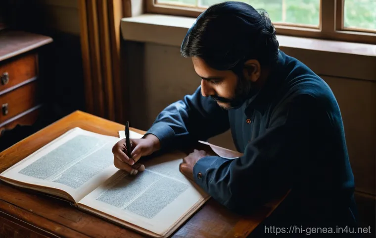 족보와 왕실 - **Prompt for "Tracing Our Roots":**
"A cozy, sunlit study filled with antique wooden furniture. ...